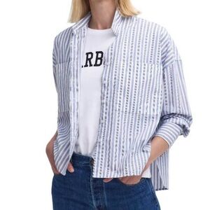 NWT  BARBOUR women’s violetta shirt in chambra striped 14